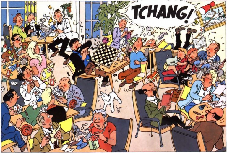 Tintin et le capitaine Haddock jouent aux échecs